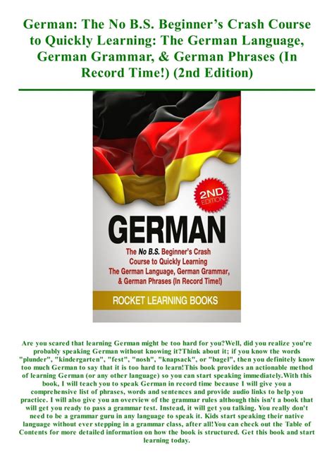DOWNLOAD Free PDF German: The No B.S. Beginner’s Crash Course to Qui BY