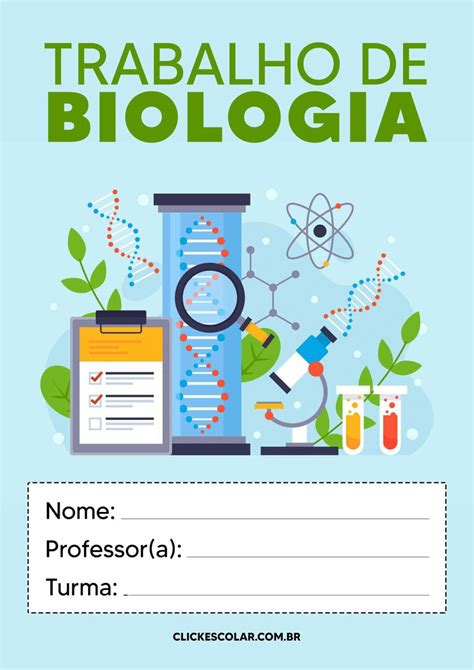 Capa Para Trabalho De Biologia Ensino Medio - Capa de trabalho de Biologia – Click Escolar
