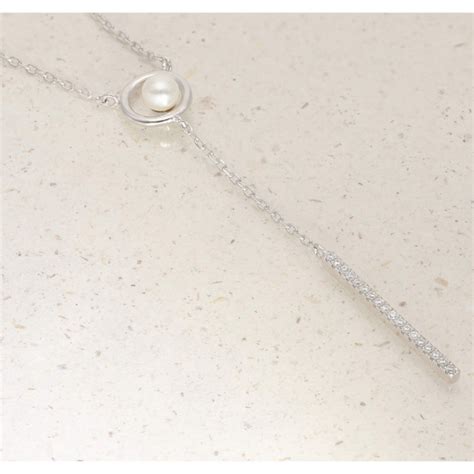 Collier La Petite Perle En Argent Blanc Avec Perle D Eau Douce