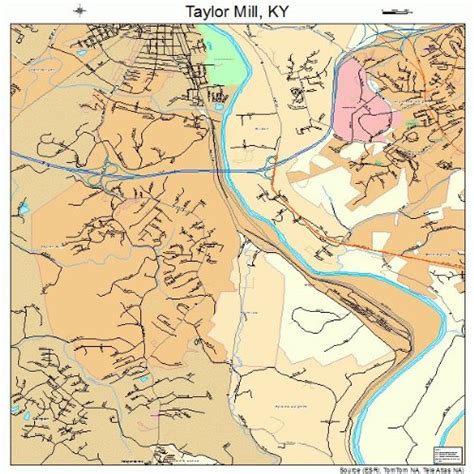 Large Street And Road Map Of Taylor Mill Kentucky Ky Printed Poster