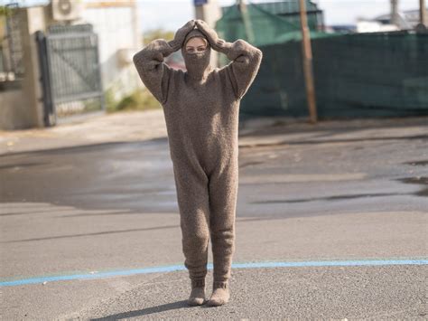 Hand Knitted Beige Catsuit With A Balaclava Mittens And Socks Etsy