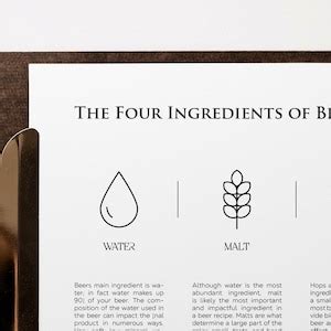 Beer Ingredients Print, Beer Printable Art, Beer Poster, Beer Lover ...