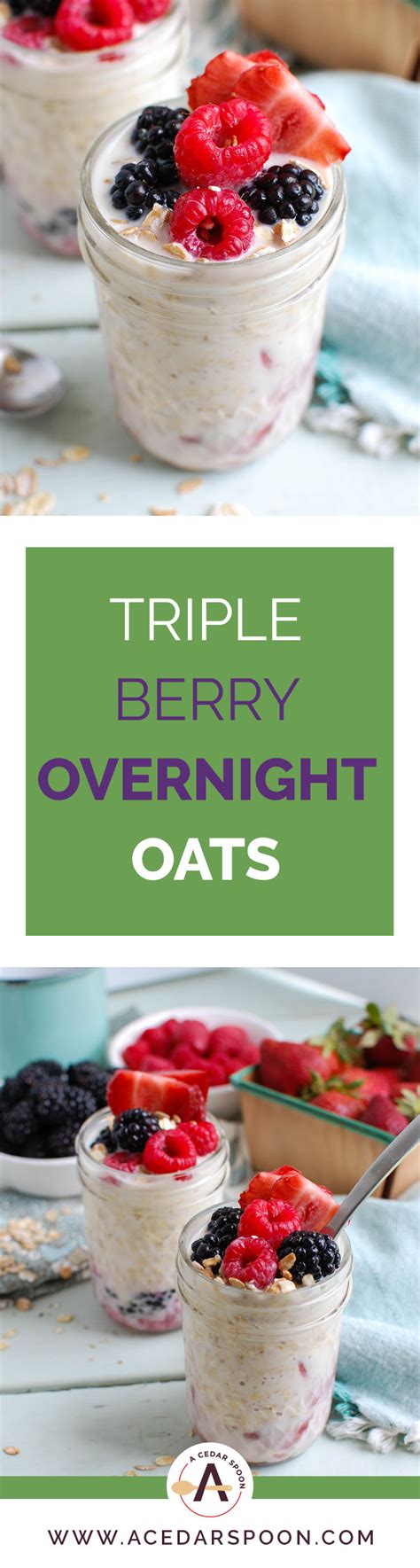 Triple Berry Overnight Oats Long A Cedar Spoon