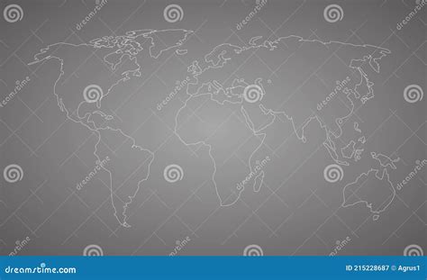 World Map White Outline on Gray Background Stock Vector - Illustration ...