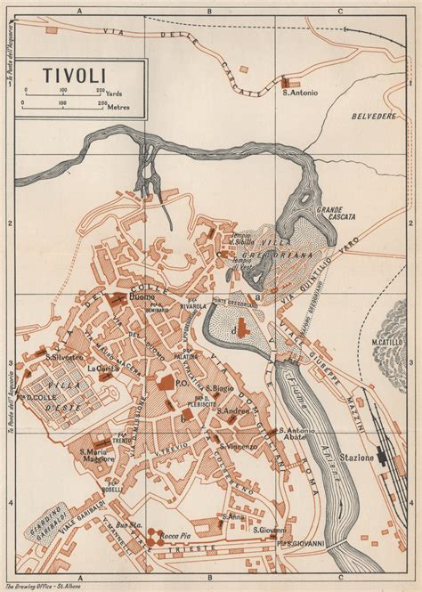 Tivoli Vintage Town City Map Plan Pianta Mappa Citt Lazio Italy