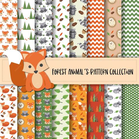 Premium Vector Forest Animals Pattern Collection