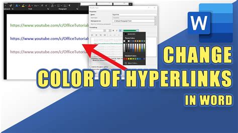 How To Change The Color Of Hyperlinks In Word Youtube