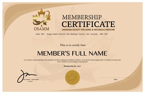 Life Membership Certificate Template