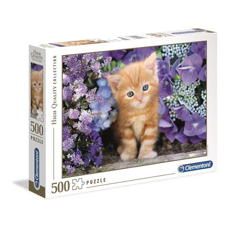 Clementoni Puzzle 500 Pièces Chaton Roux Au Milieu Des Fleurs Par