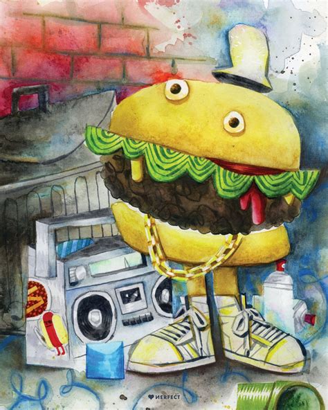 Hip Hop Hamburger Art Print Etsy