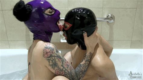 Latex Hood Lesbian Makeout And Grind HD MP4 Arabelle S Busty Playground Clips4sale