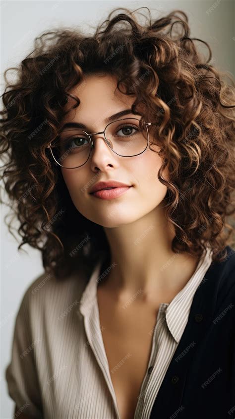 Premium Photo Woman Wearing Glasses Short Curly Hair