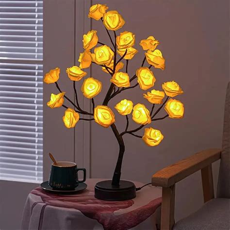 L Mpara Led De Rbol De Flores Artificiales Luz De Bons I Para Decoraci