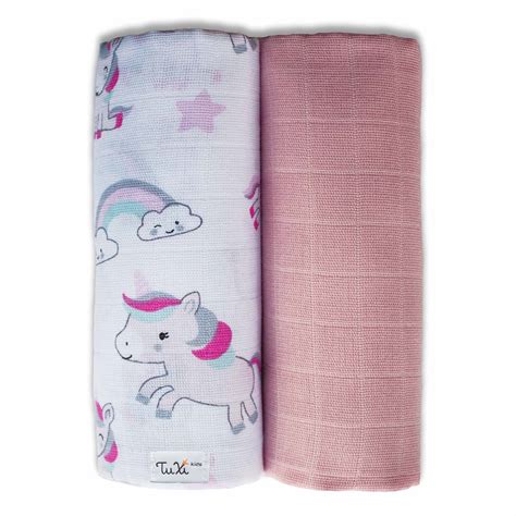 Set 2 Paturici Bebe Muselina 100 Bumbac 75x75 Cm Pentru Fetite Unicorni Roz Emag Ro