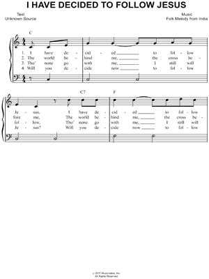 "I Have Decided to Follow Jesus" Sheet Music - 6 Arrangements Available ...