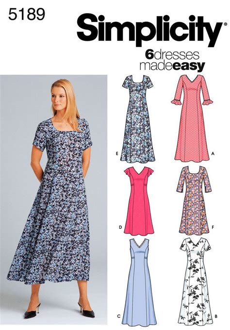 Simplicity Sewing Pattern 5189 Misses Dresses Uu 16 18 20 22 Loose Fit Dress Pattern