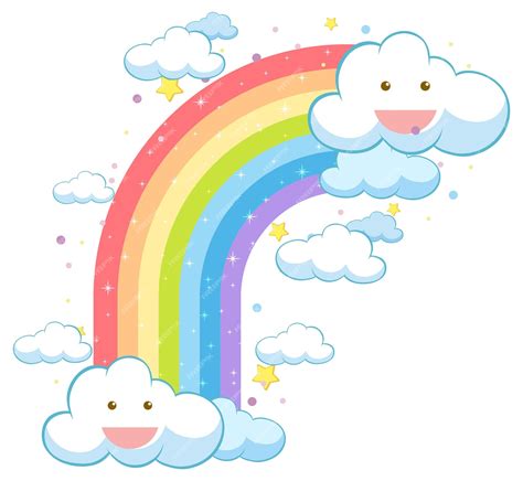 Premium Vector Colorful Pastel Rainbow With Clouds