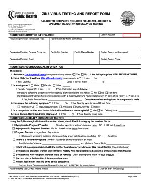 Fillable Online Publichealth Lacounty Zika Virus Testing And Report