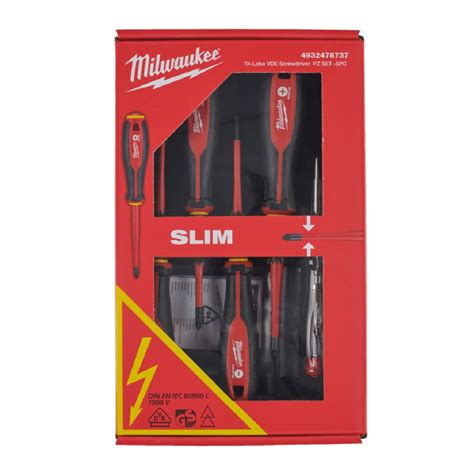 Set de 5 tournevis isolés VDE SLIM Milwaukee 4932478737 Tournevis