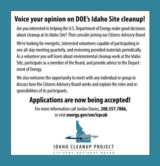 Voice your Opinion on DOE's Idaho Site Cleanup, Idaho Cleanup Project ...