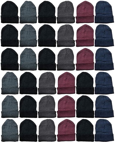 24 Pack Of Socksnbulk Wholesale Assorted Beanies Bulk Thermal Winter