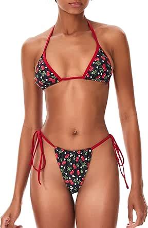 Amazon Women String Bikini Sets Halter Two Pieces Sexy Triangle Brazilian Bikinis Swimsuit