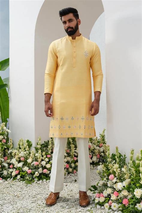 amrit dawani floral placement kurta  bell bottom pant men kurta