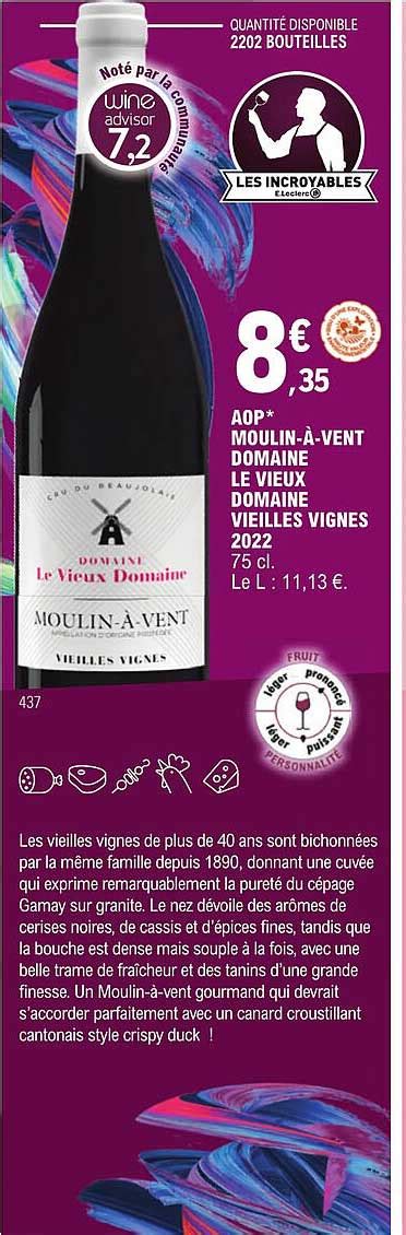 Promo Aop Moulin à vent Domaine Le Vieux Domaine Vieilles Vignes 2022