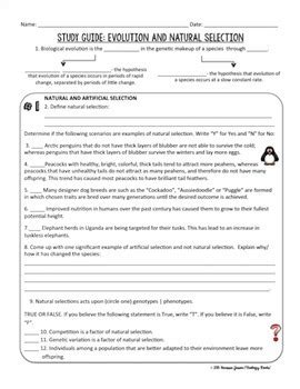 Evolution Study Guide By Biology Roots Teachers Pay Teachers