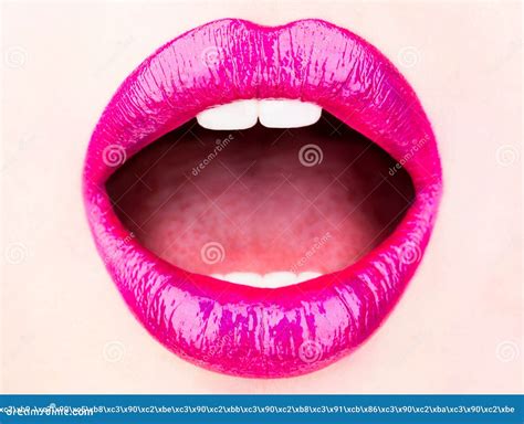 Pink Lips Makeup Sensual Mouth Lip Lipstick Or Lipgloss Stock Image