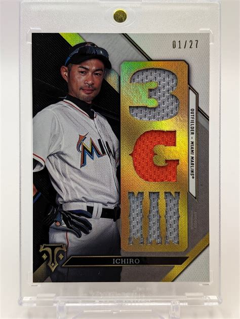 27枚限定 ファーストナンバー イチロー 2016 Topps Triple Threads RELIC GAME MEMORABILIA