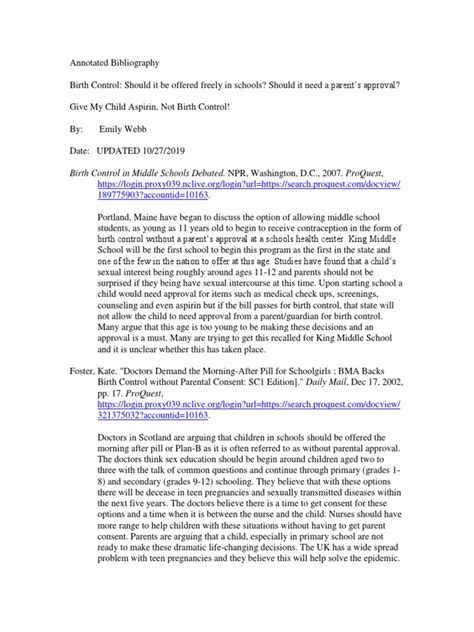 Annotated Bibliography Eng 112 401 Download Free Pdf Birth Control Sex Education