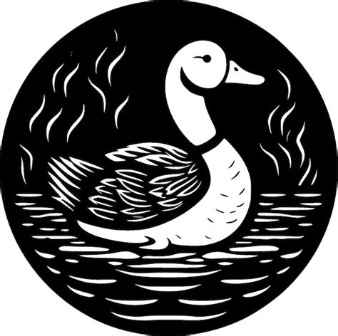 Premium Vector Duck Black And White Vector Illustration