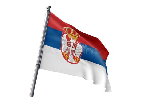 Serbia Flag Waving With Sky On Background Realistic D Illustration