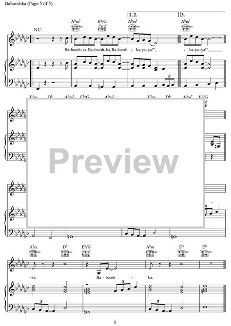 Babooshka Sheet Music By Kate Bush For Piano Vocal Chords Sheet Music Now