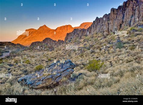 Agua Adentro Mountain At Sunrise From Sauceda Road At Chihuahuan Desert