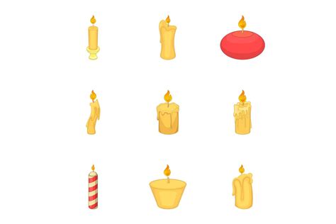 Candles in Different Shapes Icons Set Graphic by ylivdesign · Creative ...