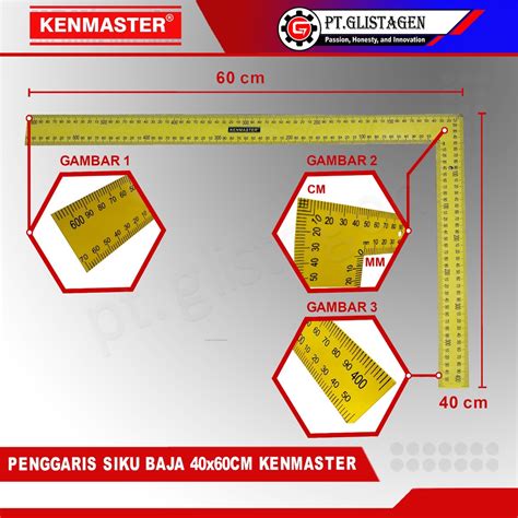 Jual KENMASTER Siku Baja 40 X 60 Cm Pasekon Penggaris Siku Tukang