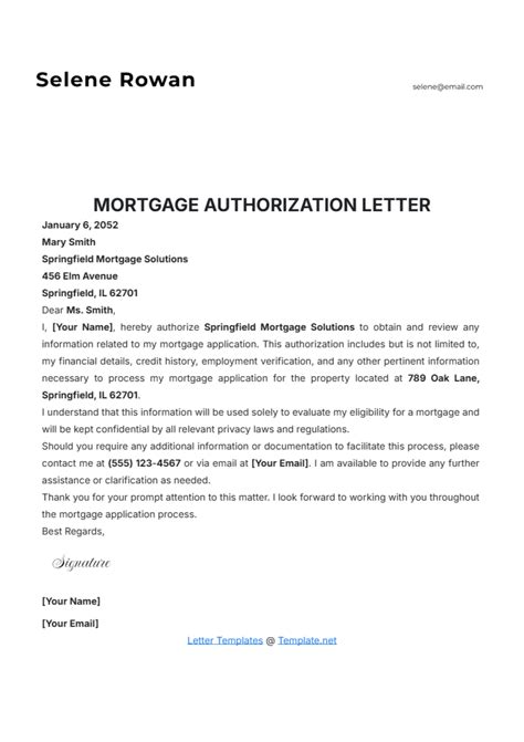 Free Mortgage Authorization Letter Template Edit Online And Download