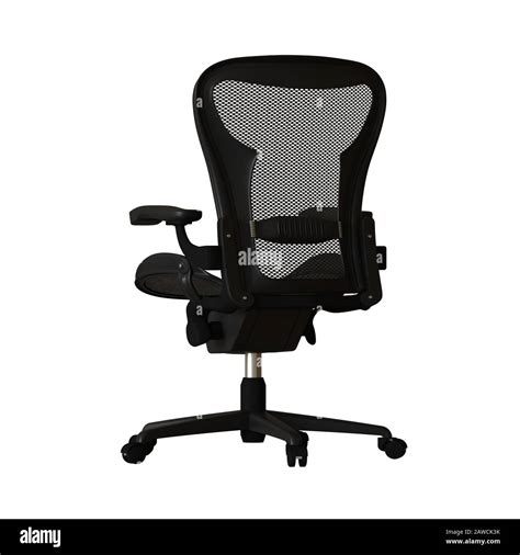 The Office Chair Is Black On A White Background Isolate 3d Rendering