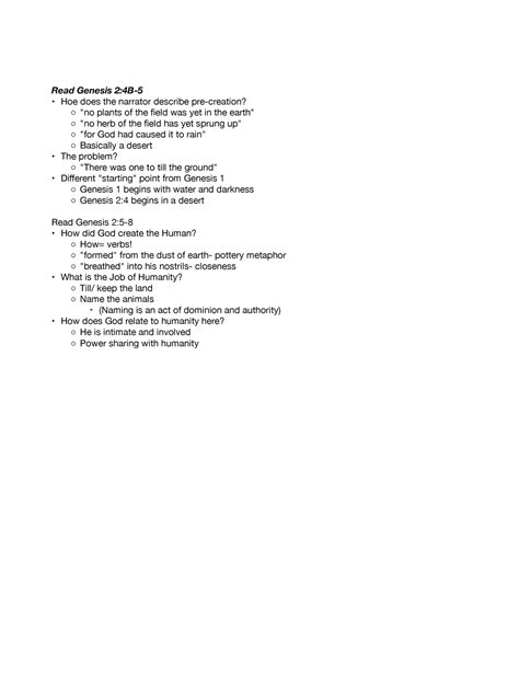 Week 2 A Love Story Gone Away - Read Genesis 2:4B- Hoe does the