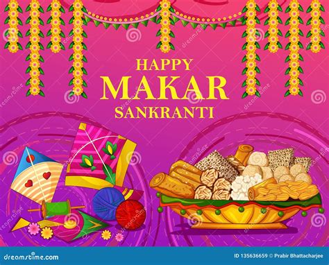 Makar Sankranti Indian Festival With Creative Drum And Beautiful Kites ...