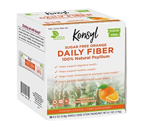 Konsyl Daily Fiber Orange 100 Natural Psyllium Husk Powder Sugar Free