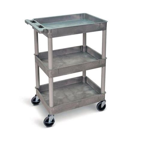 Shop Slingsby Heavy Duty Three Tier Plastic Trolley Grey Trolleys Zoro Uk