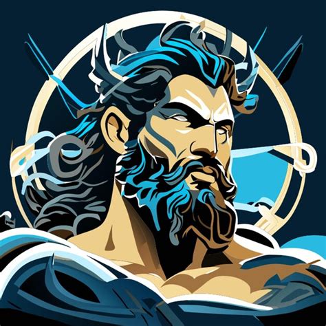 Poseidon Greek God Vector Illustration Premium AI Generated Vector