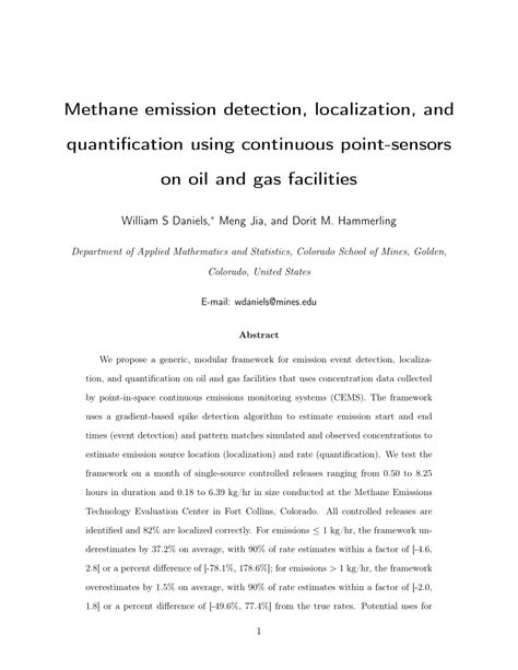 PDF Methane Emission Detection Localization And Quantification