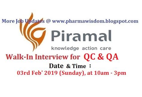 Piramal Enterprises Ltd Walk In Interviews For Qc Qa On Rd Feb