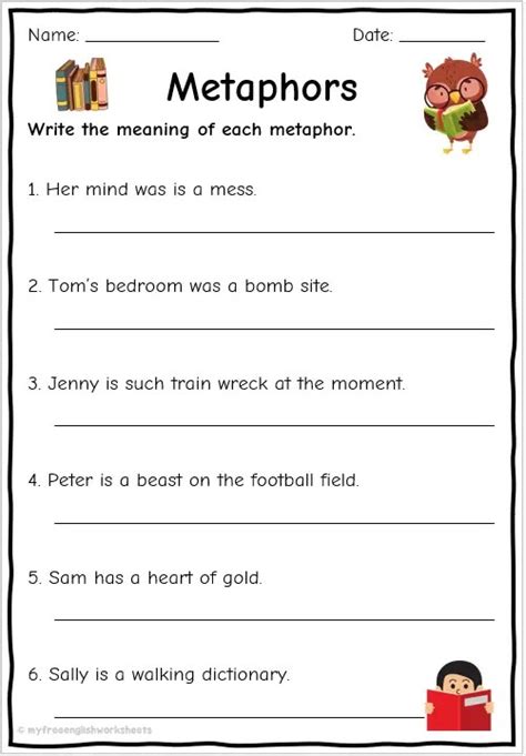 Metaphor Worksheets - Meaning | Free English Worksheets