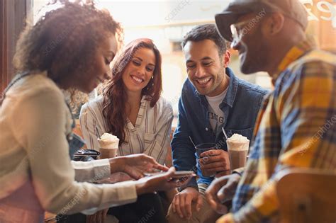 Young friends in cafe - Stock Image - F018/6339 - Science Photo Library