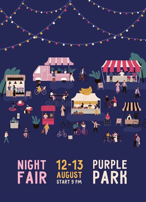 Promo Of Night Fair With Place For Text Vector Flat Illustration